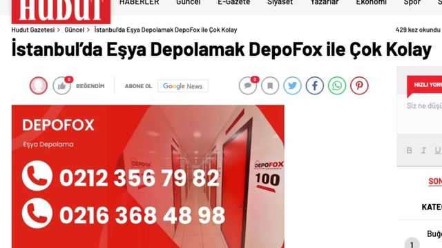 İstanbul'da eşya depolama kolaylığı DepoFox haberi - Hudut Gazetesi