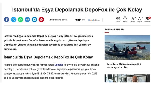 DepoFox İstanbul eşya depolama hizmetleri hakkında haber - Kamu3